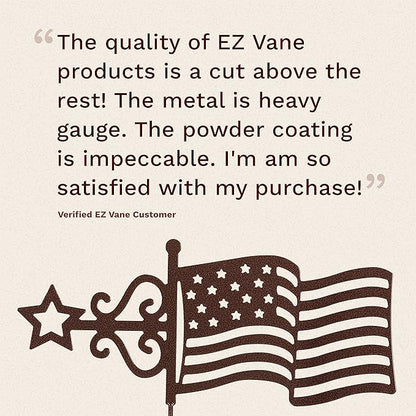 EZ Vane Steel USA Flag Weathervane 21” Height, Includes Metal Post Mount, Wind Cups & Brackets | Hand-Crafted and Family-Owned, Made in The USA with Triple Powder Coating, Limited