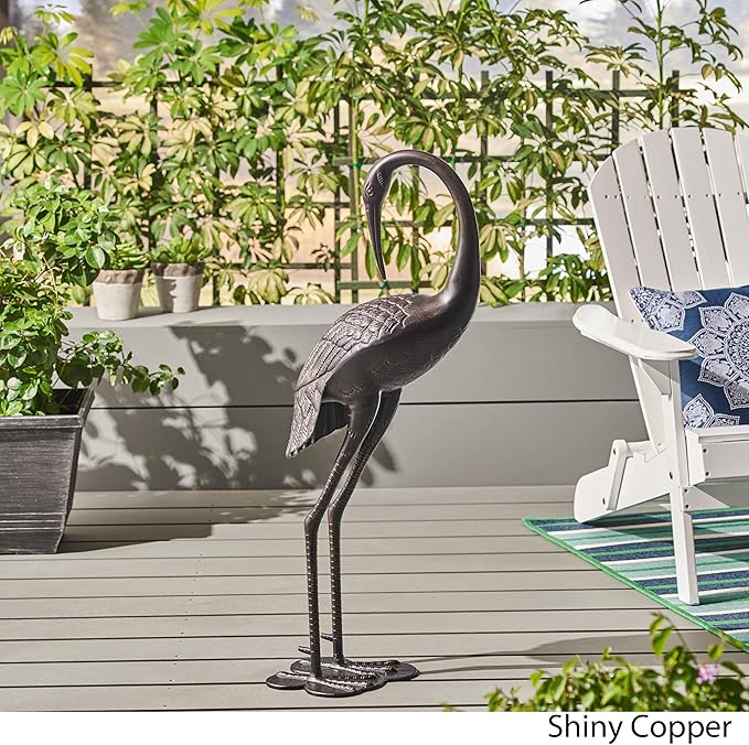 Christopher Knight Home Sunny Outdoor 39 Inch Aluminum Crane, Shiny Copper