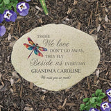 GiftsForYouNow Personalized Dragonfly Memorial Small Flat Garden Stone - Outdoor Decorative Stone for Remembrance and Reflection