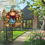 Pumpkin Scarecrow Wind Spinners Outdoor, Hanging Wind Spinner for Garden Decoration, 8 inch 3D Stainless Steel Metal Wind Sculpture for Indoor/Outdoor Decor
