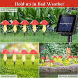ReyeeInc Mushroom Solar Lights Outdoor Waterproof, Whimsical and Cute Solar Mushrooms Stake Lights for Outside with 8 Lights and 8 Modes for Fariy Garden Yard Lawn Path Planter Flower Bed Decor (Red)