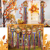 DoubleFill 8 Pcs Thanksgiving Scarecrow Outdoor Hanging Decorations with Tassels Fall Scarecrow Decor Autumn Harvest Yard Signs for Farmhouse Festival 3.3 ft Home Lawn Yard Party Supplies Garden Decor