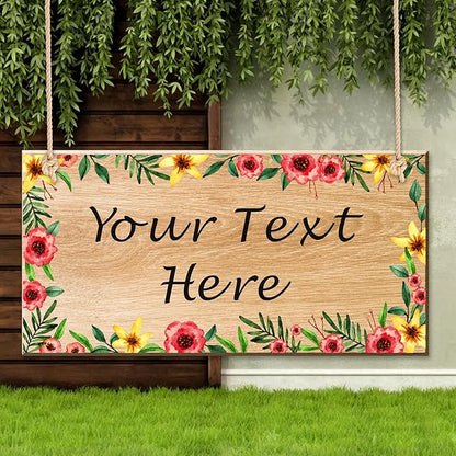 EDSG Personalized Signs Wooden Welcome Sign Custom Door Sign Personalized Plaque Yard Signs Garden Signs for Outside Hanging Wall Sign Home Decor(Design 3)