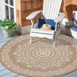 Pauwer Waterproof Outdoor Rug 8ft, Reversible Plastic Straw Patio Camping Rug, Indoor Outdoor RV Mat Carpet for Deck, Camper, Porch, Balcony, Backyard, Picnic, Floral Brown