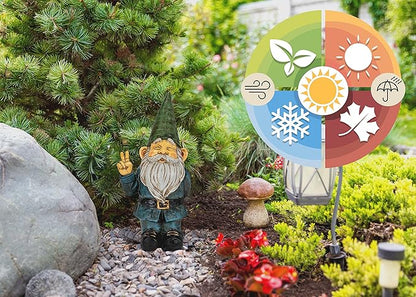 NAT & JULES Peace Gnome Colorful Finish 12 inch Resin Stone Garden Statue
