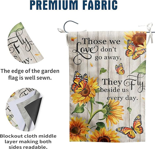 Memorial Garden Flag Monarch Butterfly Decor Sunflower Flags for Cemetery Grave Flag Those We Love Don't Go Away They Fly Beside Us Every Day Signs