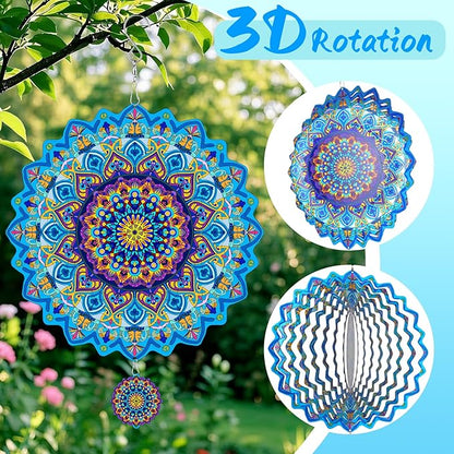 3D Wind Spinner, 12 inch 3D Kinetic Metal Garden Spinners, Rustproof Metal Garden Decor Yard Art, Wind Sculptures Ideal Gift for Homeowners & Garden Lovers