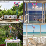 CoTa Global Magical Butterfly Wind Chime - Insect-Themed Metal Hanging Decor with Metallic Blue-Tone Tubes and Beaded Accents, Indoor Outdoor Porch Patio Garden Decoration - 32 Inches