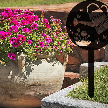 Grow Dammit Funny Garden Signs, Unique Outside Gardening Decor Outdoor, Flower Vegetable Garden Plant Accessories, Fun Gardening Gifts for Women Men Mom Gardeners Who Love Plants