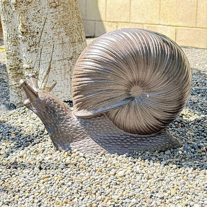 Cast Iron Snail Sculpture (8.1" Tall) - Rust Brown Unique Garden and Indoor/Outdoor Decorative Ornament Statue HC8431