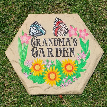 4Pcs Hexagon Butterfly Stepping Stone Outdoor Garden Walkway, Durable Plastic Pavers for Patio, Pathway, and Landscaping, Weatherproof Stepping Stone with Ground Stakes for Easy Installation