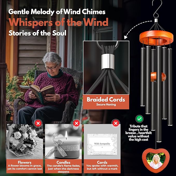 Personalized Memorial Wind Chimes - 32.5" Wind Chime for Loss of Loved One - Sympathy Remembrance Gifts - Bereavement Memorial Gift - Condolences Gift for Loss