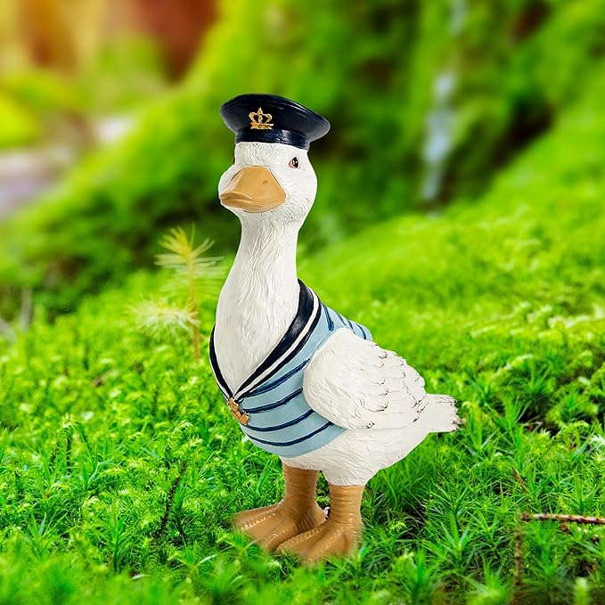 Leekung Duck Garden Decor Outdoor Porch Duck Statues Resin Sculptures Decorative Lawn Ornaments for Outside Garden Fence Patio Yard Animal Beach Nautical Decor Gardening Gifts for Women