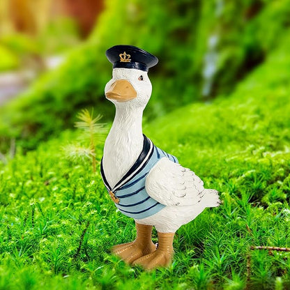 Leekung Duck Garden Decor Outdoor Porch Duck Statues Resin Sculptures Decorative Lawn Ornaments for Outside Garden Fence Patio Yard Animal Beach Nautical Decor Gardening Gifts for Women