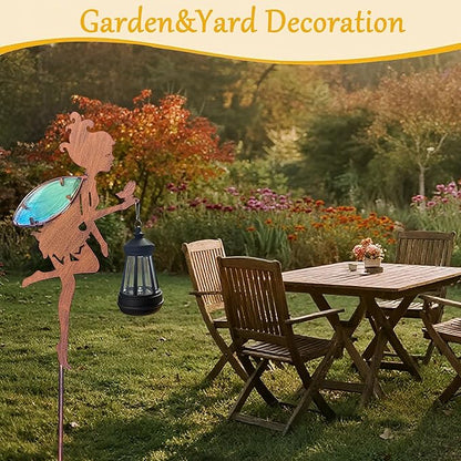 Solar Floral Fairy Garden Statue with Light, Outdoor Garden Sculpture Decorations for Patio Yard Lawn, Festival Gift