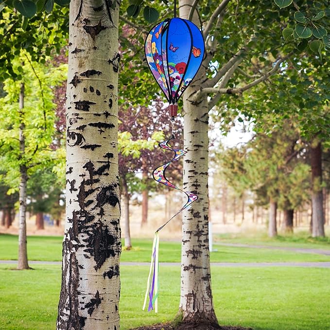 In the Breeze 0988 Spring Pansies Hot Air Balloon Wind Spinner-Outdoor Hanging Decoration