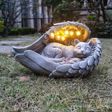 Solar Cat Garden Statue Decor for Outside, Cat Lover Gifts with Wings and 7 LED Lights for Outdoor,Sol Garden and Patio Decor for Yard, Unique Birthday House Warming Gifts for Mom