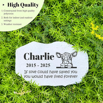 Personalized Pet Memorial Stone - Bull Headstone - Cow Tombstone - Garden Memorial Stone Customized - Pet Cemetery Decorations - Stepping Stone Outdoor