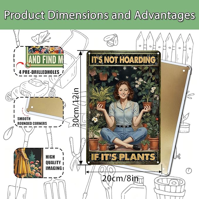 3 PCS Garden Gifts Women-Funny Metal Garden Signs Decor for Outside,Patio,Backyard,GardenersGardeners,and Plant Lovers,Mothers Grandmas and Housewarming 8x12inch