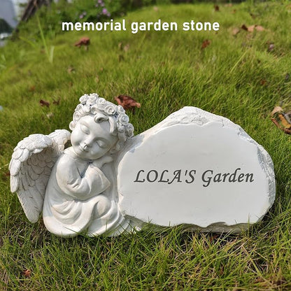 Personalized Memorial Garden Stones Engraved with Any Message, Custom Angel Gravestones Tombstones Memorial Gifts Symapthy Gifts for Loss of Loved Ones Mom Dad