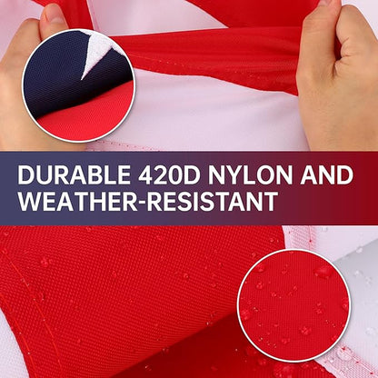 Embroidered American Flag 3x5 Outdoor,Heavy Duty 420D Nylon USA FLag, Embroidered Star and Sewn Stripes,Quadruple Stitched Fly End,Brass Grommets,Patriotic Decor