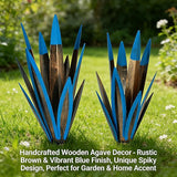 Metal Agave Plant Outdoor Statues 2-Pack Rustic DIY Hand-Painted Metal Yard Art, for Garden Lawn Patio Cactus & Agave Outdoor Decor