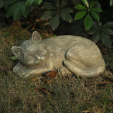 GENUINQ Garden Sleeping Cat Memorial Stone Cat Grave Marker Remembrance Kitten Statues for Garden,Patio,Lawn,Grave Decor Pet Sympathy Gift
