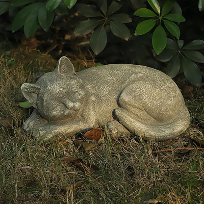 GENUINQ Garden Sleeping Cat Memorial Stone Cat Grave Marker Remembrance Kitten Statues for Garden,Patio,Lawn,Grave Decor Pet Sympathy Gift