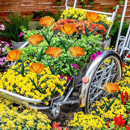 MorningRo 5 Pack Metal Flowers Garden Stake Decor for Outside 25. 2 Inch Metal Flowers Stakes Garden Decorations for Outdoor Yard Patio Lawn Porch Pathway