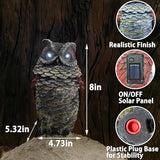 Owls to Keep Birds Away, Solar Owl Decoys to Scare Birds Away, Small Fake Owl for Bird Control, Resin Owls Outdoor Decor with Rotating Head and Lighted Eyes, Animal Deterrent for Outside, Garden