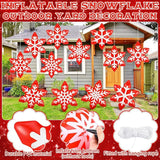 12 Pieces Winter Inflatable Snowflake Outdoor Decorations Blow up Winter Red Inflatable Hanging PVC Waterproof Snowball Outdoor Ornaments Decorations for Party Decor Yard Garden Lawn