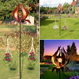 Solar Wind Spinner Outdoor Metal 83 Inch Windmill for Yard Garden Patio Decor Christmas Metal Yard Art Garden Easter Outdoor Decors Large Landscape Light with Shepherd Hooks Coconut Baskets