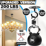 [UPGRADED] 200LBS 8Pcs Round Ceiling Hooks with Firmly Rotatable Button, Black Wall Mount Metal Hangers for Hanging Hanging Plants, Bird Feeder, Lantern, Lights, Wind Chime, Indoor Outdoor Decor