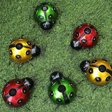 keeda Solar Ladybugs Garden Decor, Waterproof 5.5 Inch Metal Lady Bugs Cute Wall Art LED Garden Light Outside Decor for Porch Lawn Patio Balcony Pathway (Green)