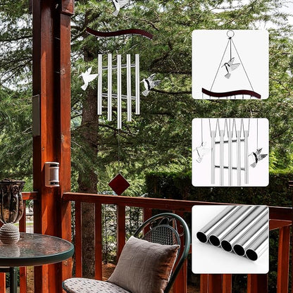 Hummingbird Wind Chime for Outside, Decorative Hummingbird Windchimes with 7 Aluminum Tubes Humming Bird Wind Spinner Memorial Sympathy Gifts for Mother Grandma Garden Indoor Outdoors Clearance