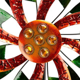 Alpine Corporation 64" Tall Floral Windmill Stake with Jeweled Kinetic Spinner, Green and Orange