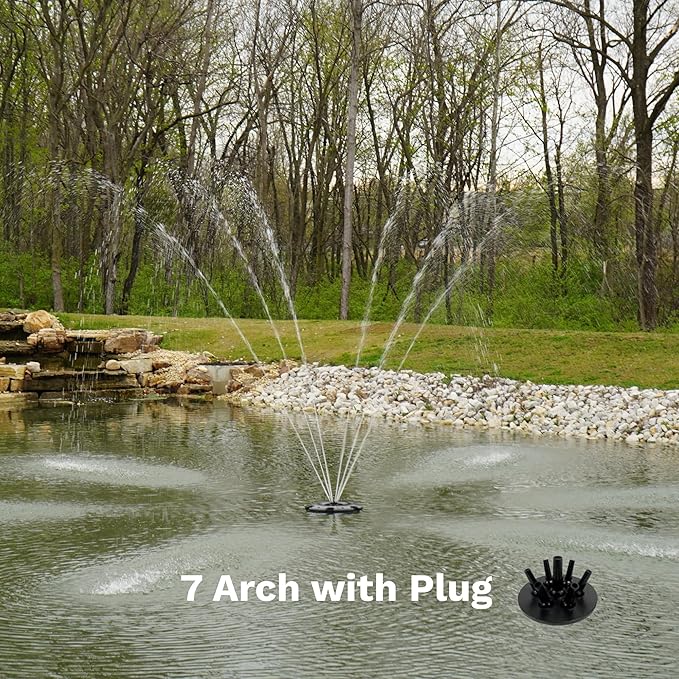 HALF OFF PONDS Floating Fountain, 1.75 HP Pond Aerator, 100 ft Cord, 14,800 GPH Water Pump, 11 Spray Patterns, Color-Changing LED Lights & Control Box, for Large Ponds, Lakes & Water Gardens