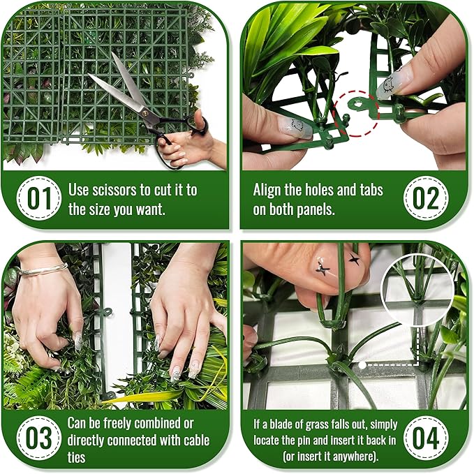 ODTORY Artificial Hedge Grass Wall Panel: 40" x 20" UV-Anti Faux Boxwood Ivy Greenery Backdrop, Fake Green Plant Fence for Indoor & Outdoor Privacy Screen and Home Decor