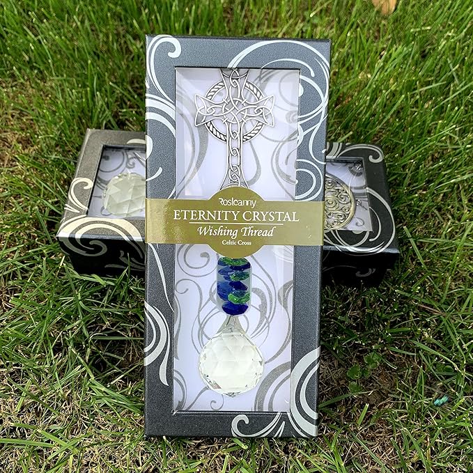 Celtic Cross Hanging Decor Christmas Ornaments Crystals Prisms Sun Catcher for Window, Garden, Yard, Patio - Birthday Gifts for Friend & Family