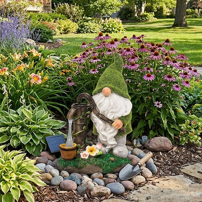 TERESA'S COLLECTIONS Garden Outdoor Decor, Garden Gnomes Decor with Solar Lights, St Patricks Decorations for Outdoor Decor, Waterproof Resin Decorations for Porch Patio, Gift for Dad and Mom, 10"