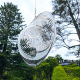 Wind Spinner Metal Garden Spinners Outdoor Garden Art for Backyard Outdoor Hanging Decor and Spinners for Yard and Garden Ornaments 3D Shape (Silver Sun & Moon)