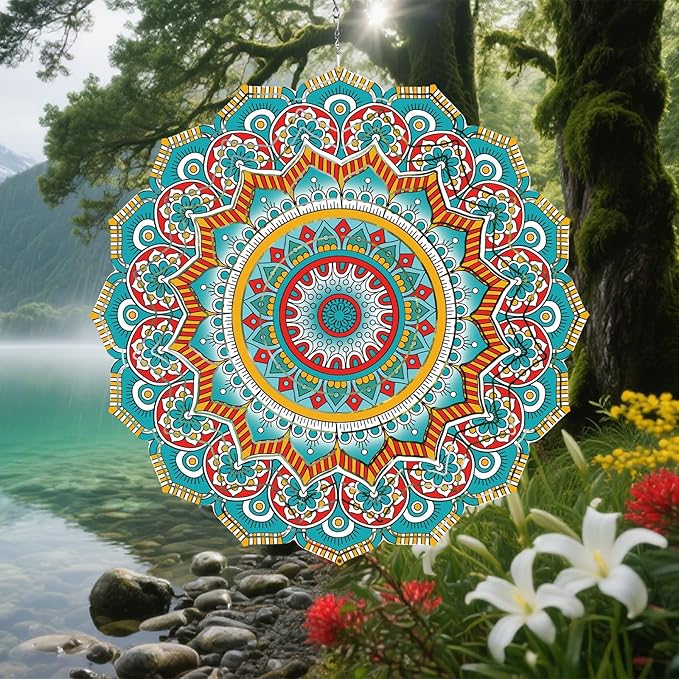 Mandala Gifts for Mom, Moms Wind Spinners, Mother's Day Best Gift for Mom, Mother Birthday Gift from Daughter Son, Love Reminder Gifts for Mother's Day, Garden Decor Gifts for Outside, Patio, 12in