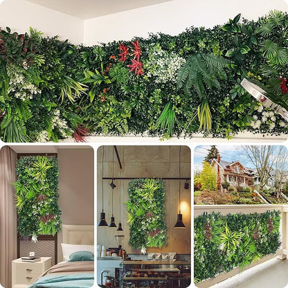 ODTORY Artificial Hedge Grass Wall Panel: 40" x 20" UV-Anti Faux Boxwood Ivy Greenery Backdrop, Fake Green Plant Fence for Indoor & Outdoor Privacy Screen and Home Decor