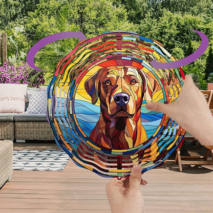 Labrador Retriever Wind Spinner Dog Memorial Gifts, Vibrant 3D Kinetic Aluminum Metal Yard Art, Loss of Dogs Sympathy Gifts, Hanging Outdoor Garden Decor, 8" Wind Sculptures for Patio, Porch (LR 2)