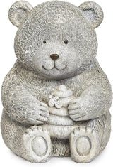 Roman Garden - Bear with Honey Statue, 7.75" H, Pudgy Pals Collection, Resin and Dolomite, Decorative, Garden Gift, Home Outdoor Decor, Durable, Long Lasting
