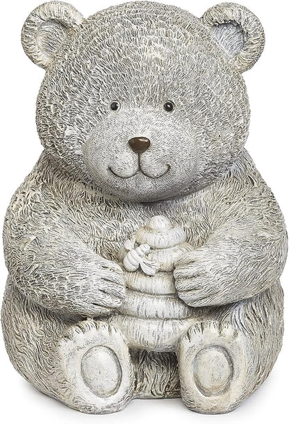 Roman Garden - Bear with Honey Statue, 7.75" H, Pudgy Pals Collection, Resin and Dolomite, Decorative, Garden Gift, Home Outdoor Decor, Durable, Long Lasting