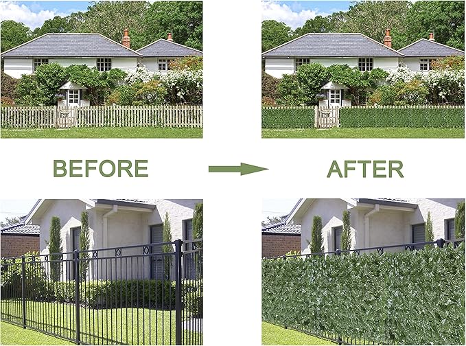 Bybeton Artificial Ivy Privacy Fence Screen - 60" X 120" UV-Anti Fake Leaves Vines - Patio Balcony Privacy, Garden, Backyard Greenery Wall Decor