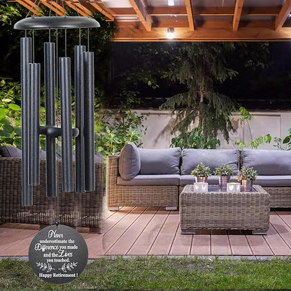 Retirement Gift for Woman Men, 32" Wind Chimes Retirement Gifts, Happy Retirement Gifts for Coworker Colleague Boss Teachers Nurses Friends, Going Away Gifts Retirement Decorations (Black)