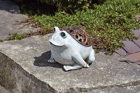 Roman Garden - Bronze Lighted Frog Statue, 6.25H, Pudgy Pals Collection, Resin and Stone, Decorative, Garden Gift, Home Outdoor Decor, Durable, Long Lasting
