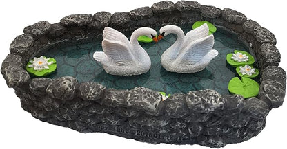 GlitZGlam Mini Swan Pond - Love is in the Air! Miniature Swan Pond for Fairy & Garden Accessories